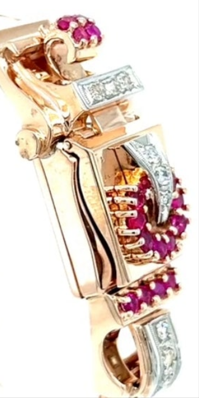 Stunning Retro Rose Gold, Diamond, and Ruby Manual Watch 0.18k