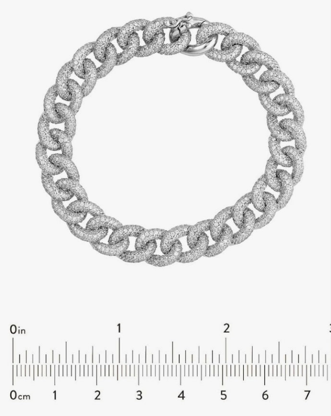 925 Sterling Silver Rhodium Plated CZ Cubic Zirconia Simulated Diamond Curb Link Bracelet 8 Inch - Link Bracelet