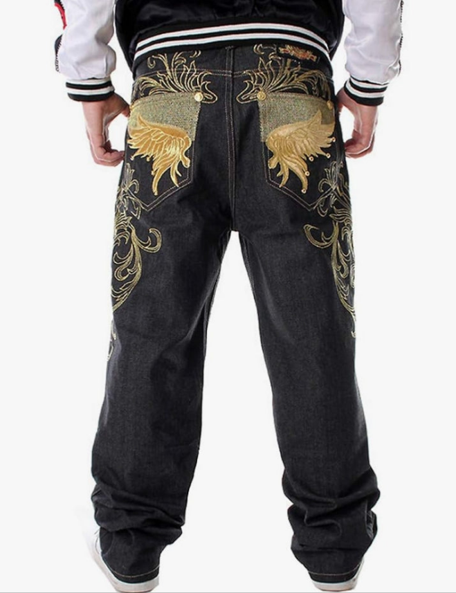 Men's Baggy Jeans Hip Hop Loose fit 90s Vintage Cargo Denim Pants Fashion Dance Skater Skateboard Pants