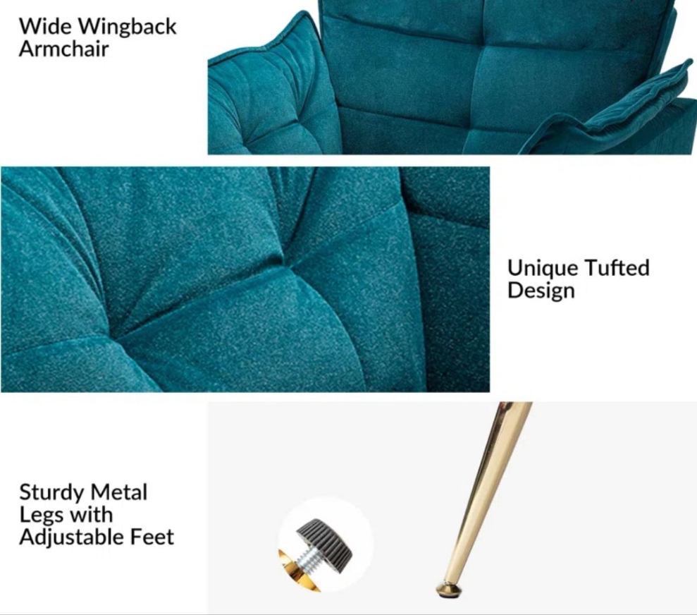 Tufted Back Upholstered Armchair Velvet