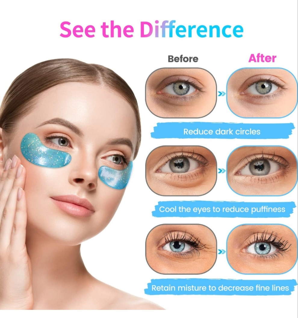 Under Eye Patches (24 Pairs) - Eye Gel Pads for Wrinkles, Puffy Eyes, Dark Circles, Eye Bags, Natural Collagen Eye Gels Pads, Under Eye Mask Patches for Refreshing, Revitalizing