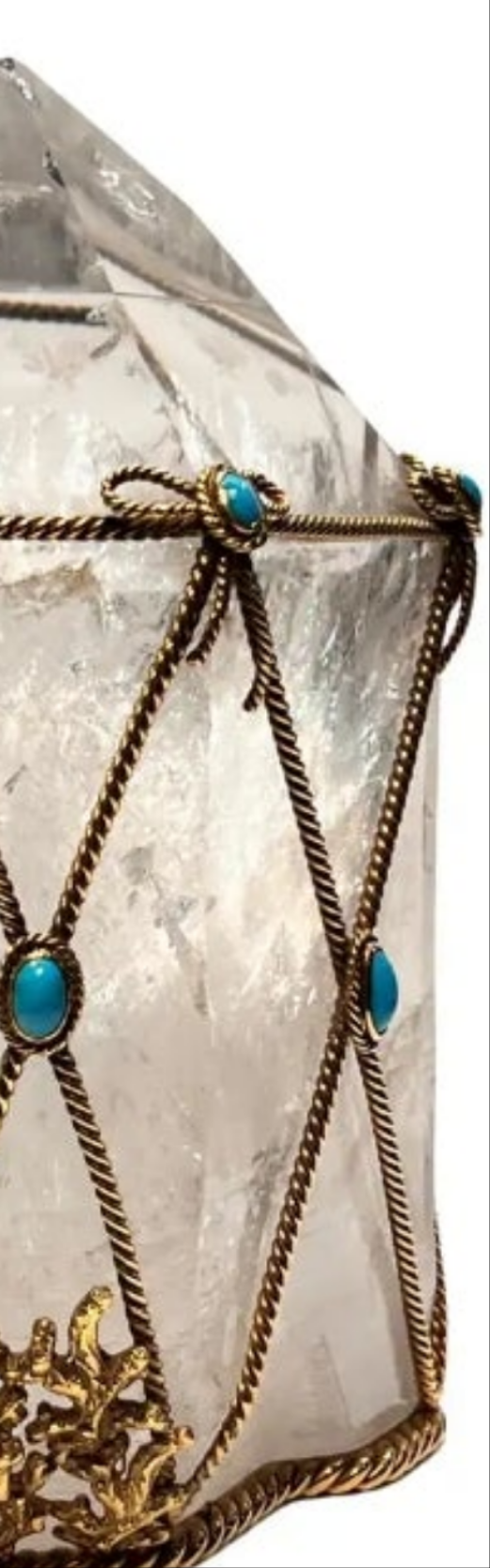 David Webb Rock Crystal and Turquoise Desk Object