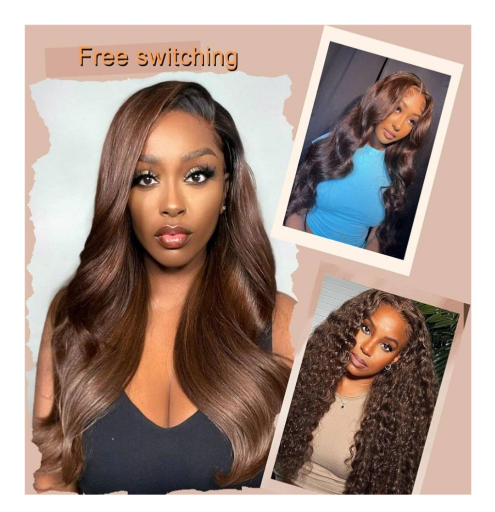 30 Inch Chocolate Brown Lace Front Wigs Human Hair Pre Plucked 13X6 Body Wave HD Lace Frontal Wigs 180% Density Brown Wig Human Hair for Women Glueless Wigs