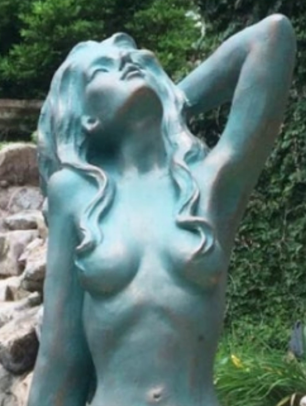 Sexy Mermaid on Coastal Rock Statue Outdoor Waterproof Porch Garden Pool Side Decor Bathroom