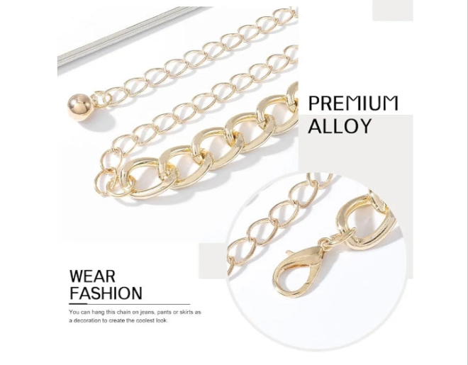 Rhinestone Waist Chain Gold Metal Belt Layered Body Chain Crystal Belly Chain Party Sexy Body Jewelry for Women and Girls