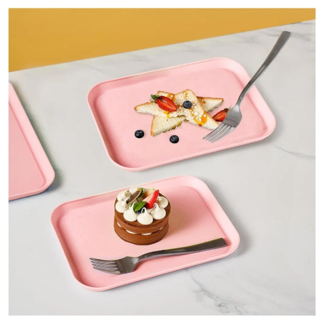 2 pcs Serving Tray for Entertaining, Serving Platters for Snacks, Fruit, Cookies, Dessert, Fast Food Reusable Plastic Trays for Serving Food and Pantry Organization in Kitchen & for Parties