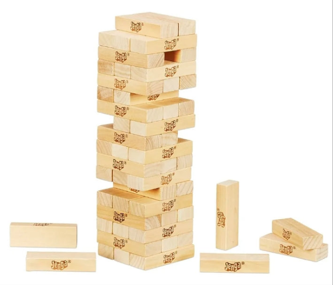 Hasbro Gaming Jenga Classic Game with Genuine Hardwood Blocks,Stacking Tower Game for 1 or More Players,Kids Ages 6 and Up