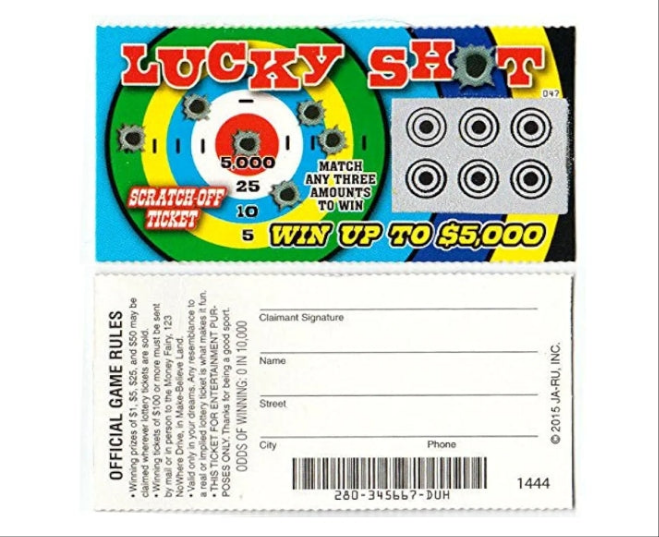 Fake Lottery Ticket Scratch Tickets (5 Tickets / 1 Pack) Pranking Toys for Friend and Family Scratcher Jokes and Gag Winning Tickets Surprise.