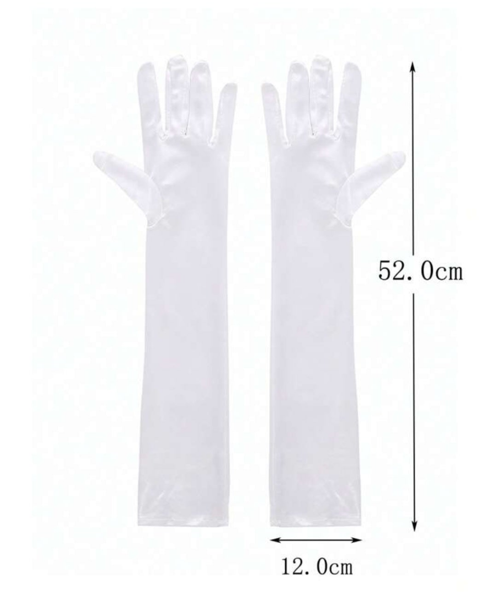 1 Pair Women Long Satin Gloves Suitable For Formal Dress, Parties And Performances Halloween Wedding
