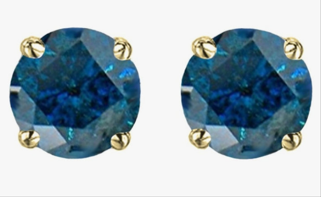 Round Cut Blue Diamond Ladies Stud earrings
Total Diamond Weight 2 carats