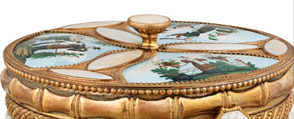 Fabulous Piece A Palais-Royal Mother-of-Pearl Perfume Box and Flasks made of crystal gilt bronze and pink opaline glass. Absolutely stunning. π
