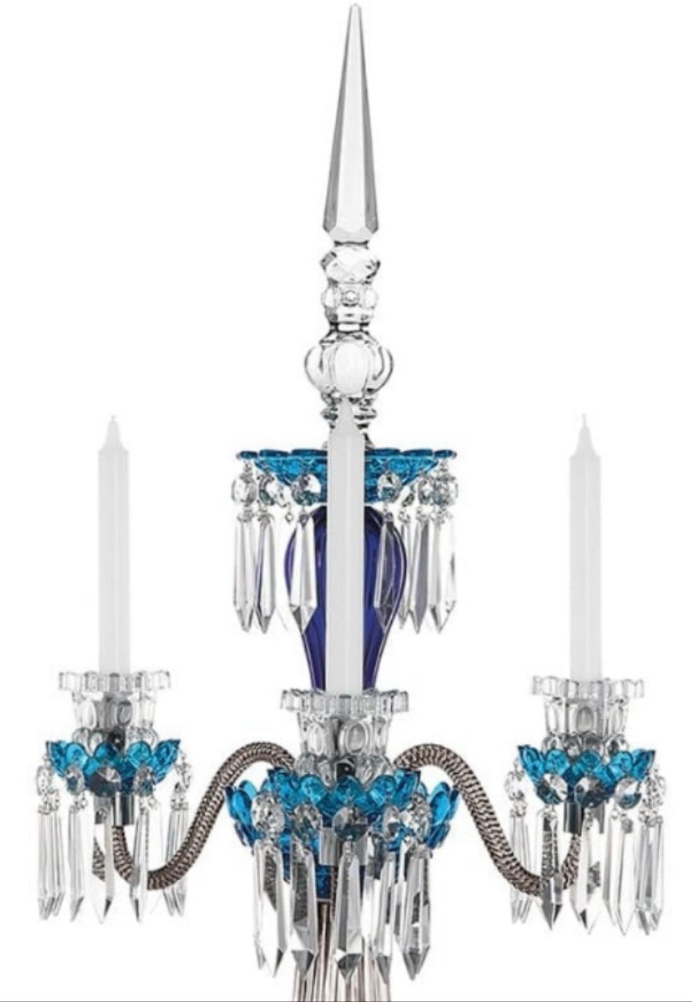 ARLEQUIN AMETHYST CRYSTAL CANDELABRA Saint-Louis Crystal Arlequin Three-Light Electric Candelabra or Five-Light