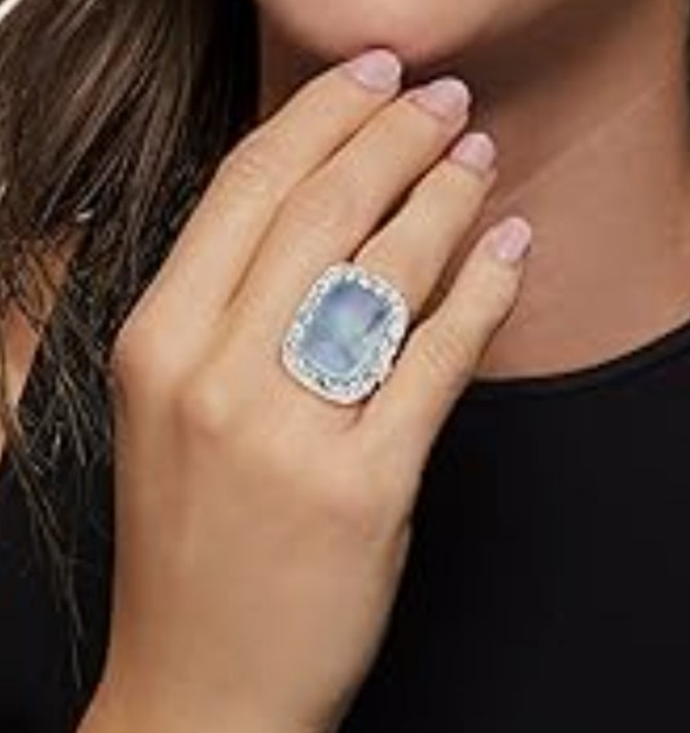 19.00 Carat Aquamarine and 2.60 ct. t.w. Sky Blue Topaz Ring in Sterling Silver