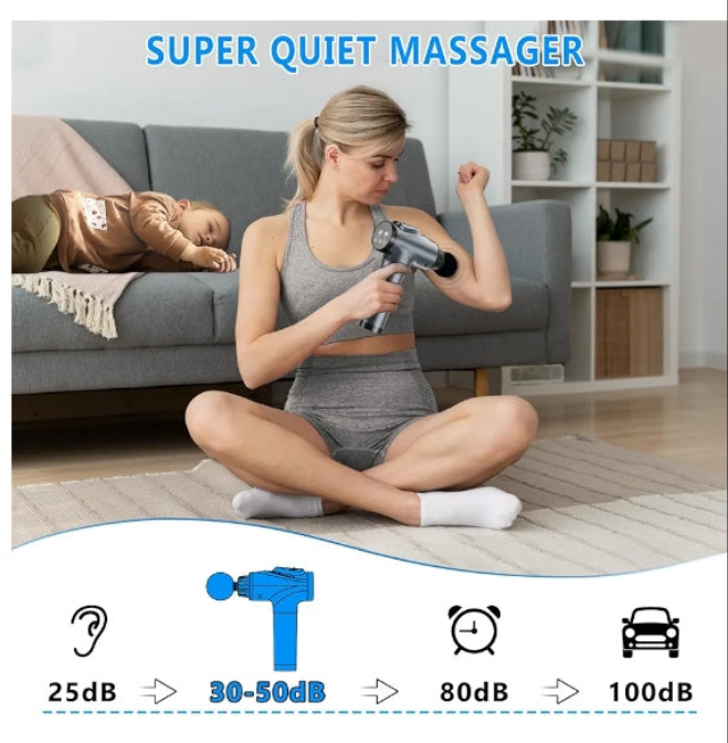 Massage Gun, Muscle Massage Gun for Athletes Handheld Electric Deep Tissue Back Massager, Percussion Massage Device for Pain Relief with 30 Speed Levels 9 Heads