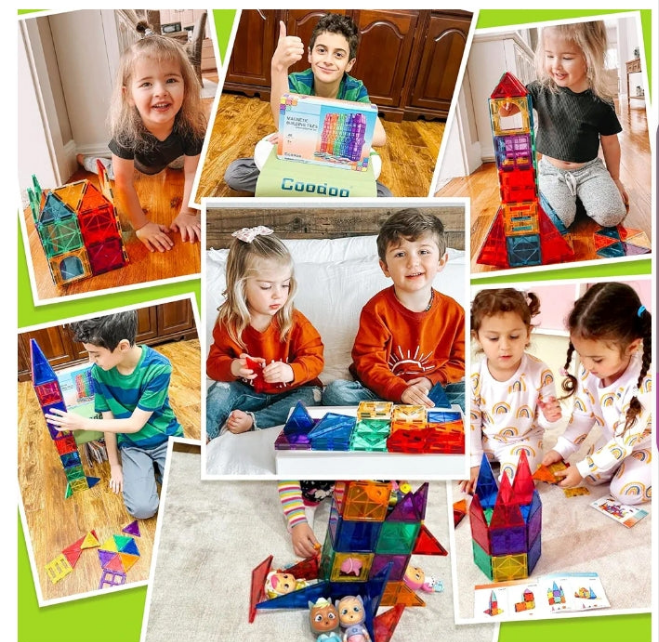 Magnetic Tiles Kids Toys STEM Magnet Toys for Toddler Magnetic Blocks Building Toys Preschool Learning Sensory Montessori Toys for 3+ Year Old Boys and Girls, Safe Creativity Toddler Kids Toys 40PCS