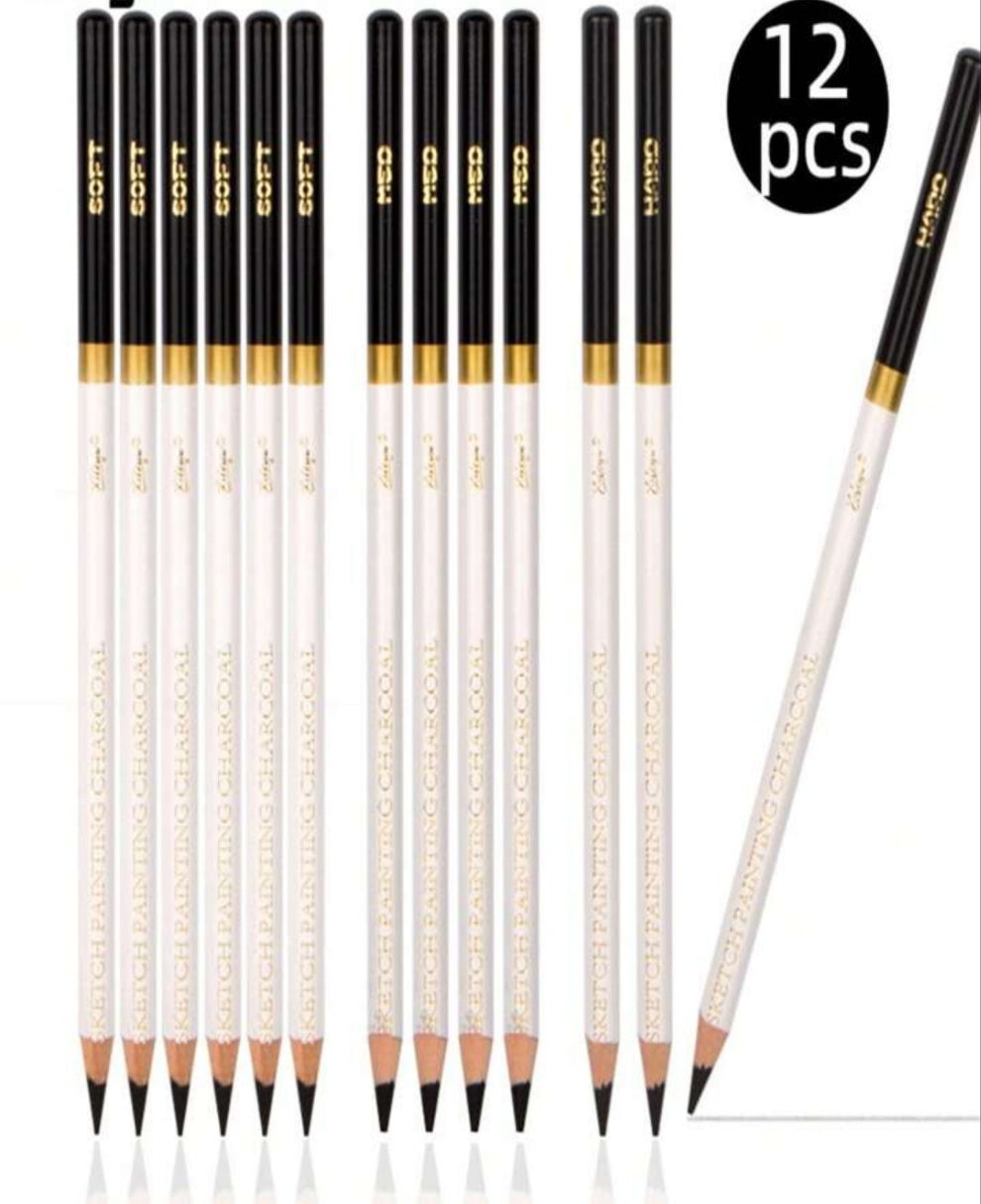 Sketch Charcoal Pencil Set, Drawing Pencils With Soft/Hard Black Charcoal, Exclusive Sketch Art Supplies Back To School wood
