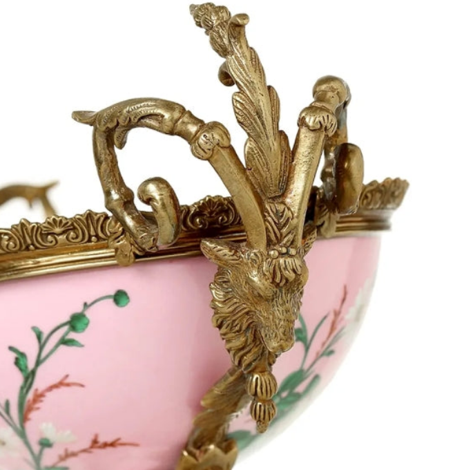 Luxurious Fruit Bowl, Binaural Ceramic Dried Fruit Plate with High Pedestal, Exquisite Hand Painted Snacks Storage Tray, Desktop Display Stand Decorative