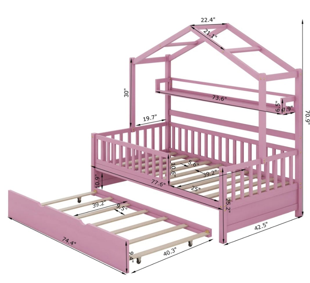 Pink Twin House Daybed with Trundle Pink or White cute π