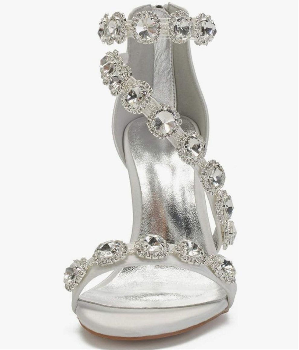 Ankle Strap High Heel Pumps Crystal Formal Evening Prom Party Dress Shoes stunning