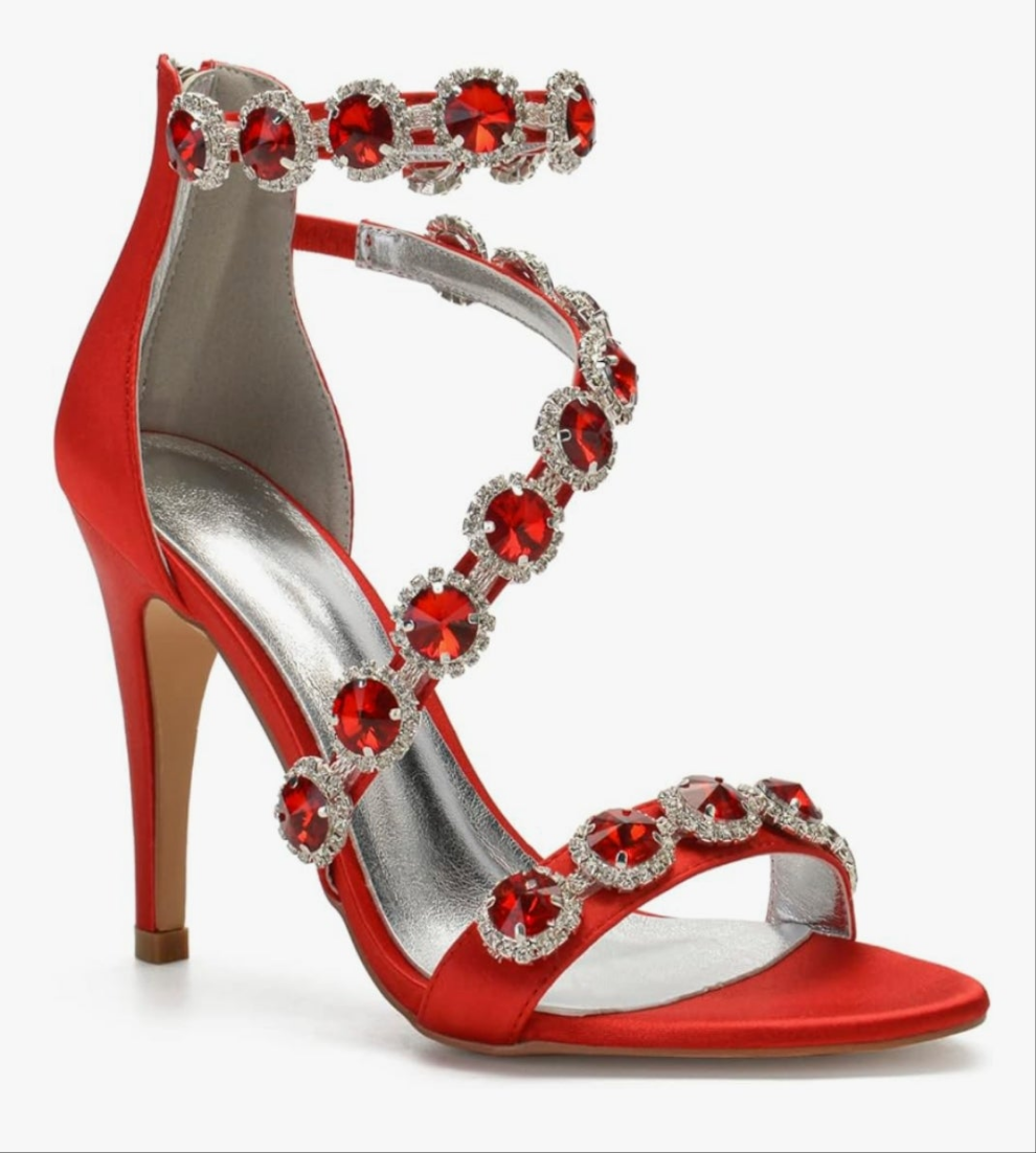 Ankle Strap High Heel Pumps Crystal Formal Evening Prom Party Dress Shoes stunning