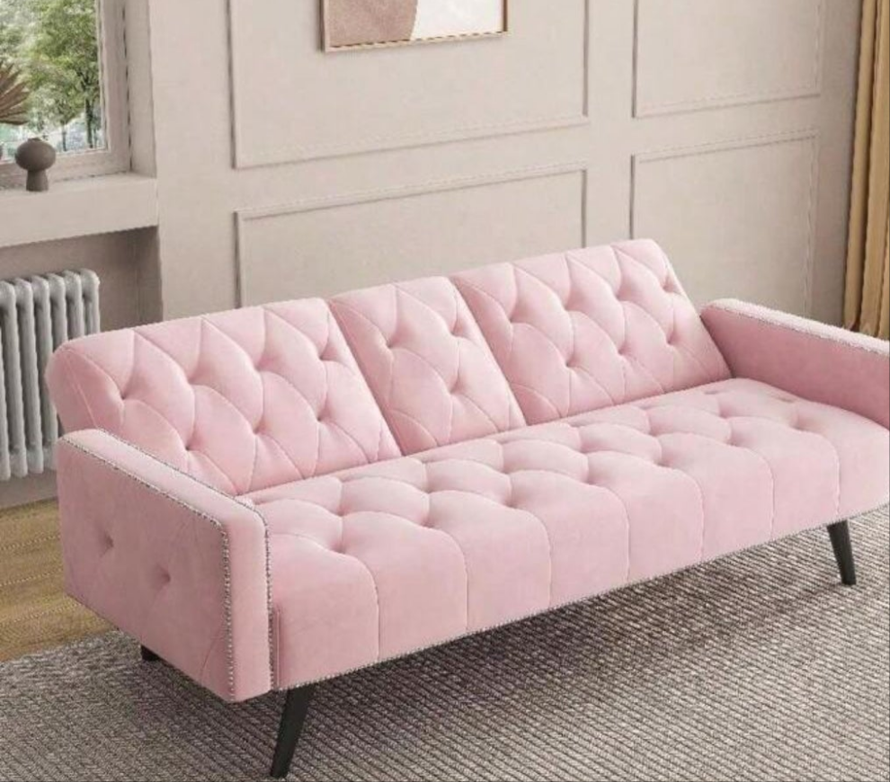 Futon Sofa With Cup Holders And Nail Head Trim,Velvet Sofa Futon Sofa Bed For Small Spaces, Living Room,Dorm,Office