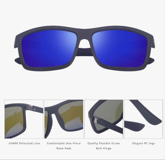 Men's Sports Polarized Sunglasses Square Frame
