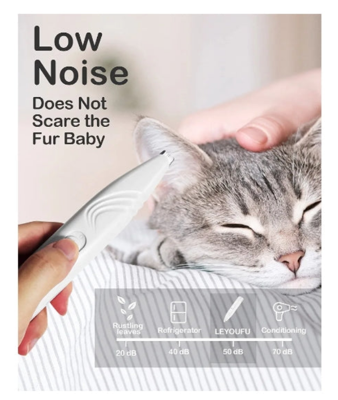 Pet nail Trimmer for Grooming, Cordless Electric Small Pet Grooming Clippers Hair Trimmer for Dogs Cats, Low Noise for Trimming Pet's Hair Around Paws, Eyes, Ears, Face, Rump
