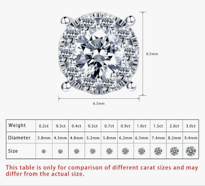 2.00 Carat Round Cut Lab Grown Diamond Stud Earrings for Women 925 Sterling Silver Fine Jewelry