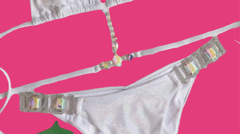 Sexy Two Piece Swimsuit Rhinestone Bikini Set Halter Triangle Bathing Suit Cocomoney