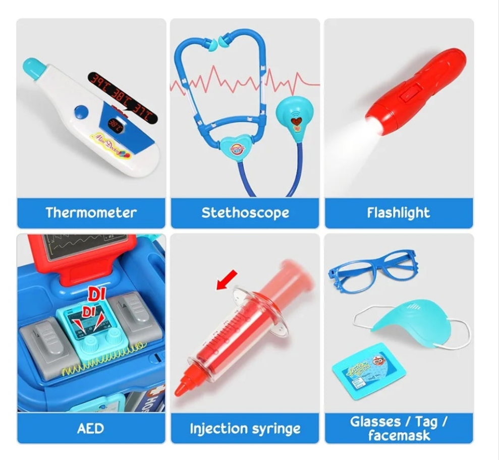 Doctor Kit for kids 3+ Medical Kit Toy Doctor Cart Stethoscope and Other Accessories Boy and Girl Fun Role Playing Game Toy Kids Pretend Play Girls Toys for 3+ There's 4 sets to choose from. Choose your set below.