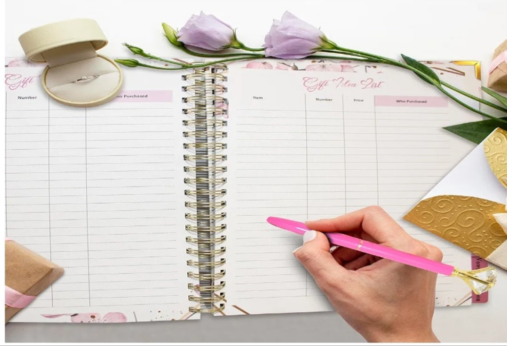 Wedding Planner Book and Organizer for The Bride, Wedding Notebook with a Set of 3 Diamond Pens