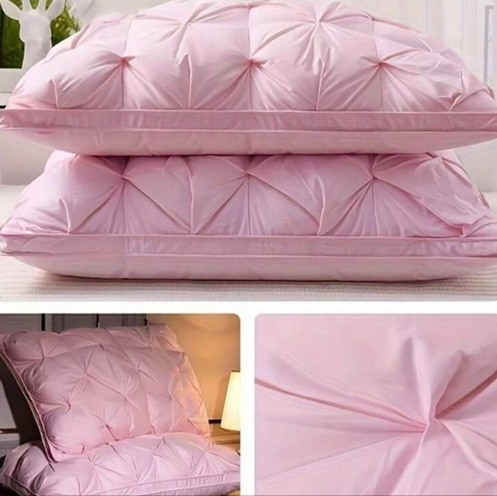 2 Pack Large 3D Premium Fibre Bread Pillow, Fluffy Microfibre Filled Pillows, Ideal Gift Choice (Large, Pink)