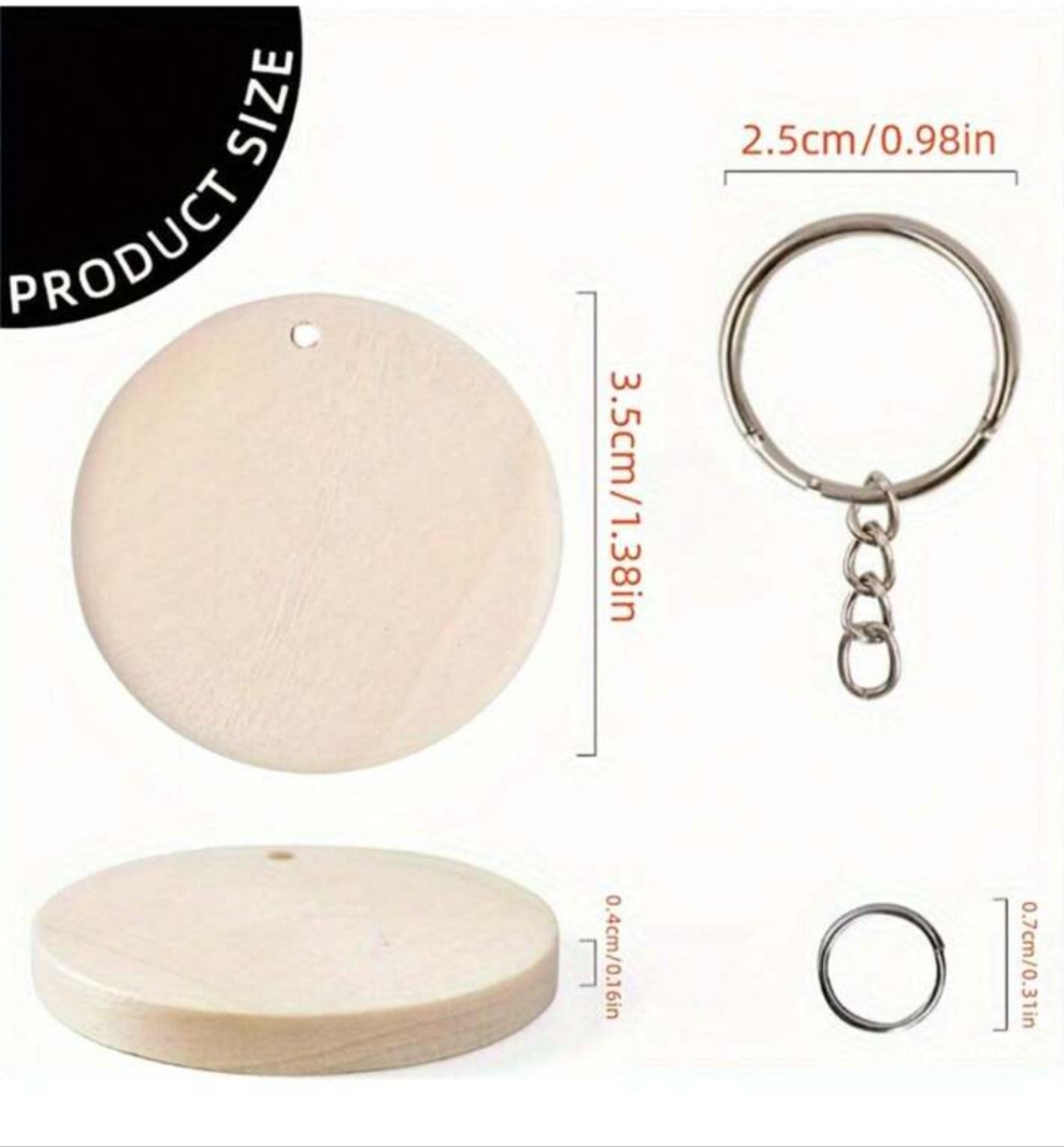 1box/50pcs DIY Wooden Keychain Making Kit - Includes Pendant, Key Rings, And Jewelry Accessories For Jewelry Making