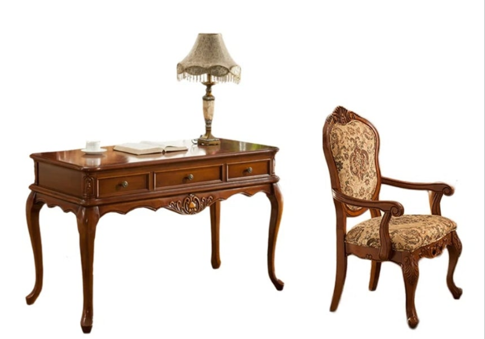 Birch Solid Wood Desk and Chair Set For the Mature Individual