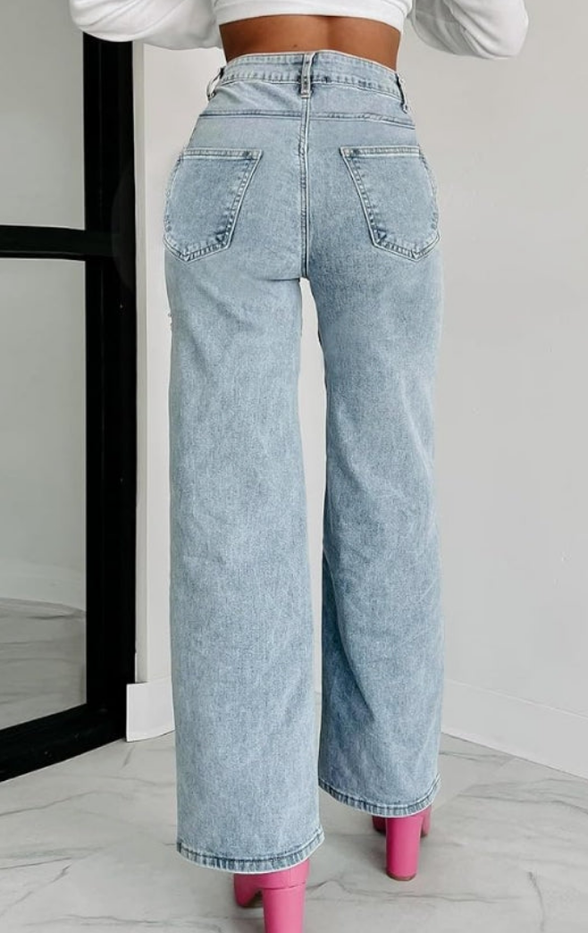 High Waist Denim Jeans Rhinestone Trim Bling Jeans Plus Size Denim Pants
