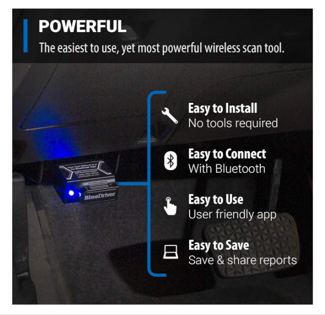 BlueDriver Bluetooth Pro OBD2 Car Scan Tool and Code Reader - Check Engine Light Vehicle Scanner for iPhone & Android