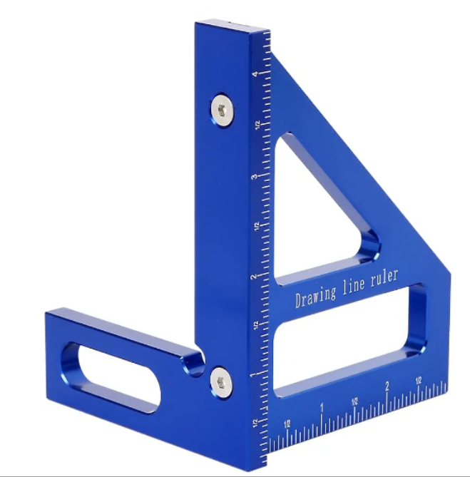 3D Multi-Angle Measuring Ruler,45/90 Degree Aluminum Alloy Woodworking Square Protractor,Drawing Line Ruler, Miter Triangle Ruler High Precision Layout Measuring Tool for Engineer Carpenter,R
