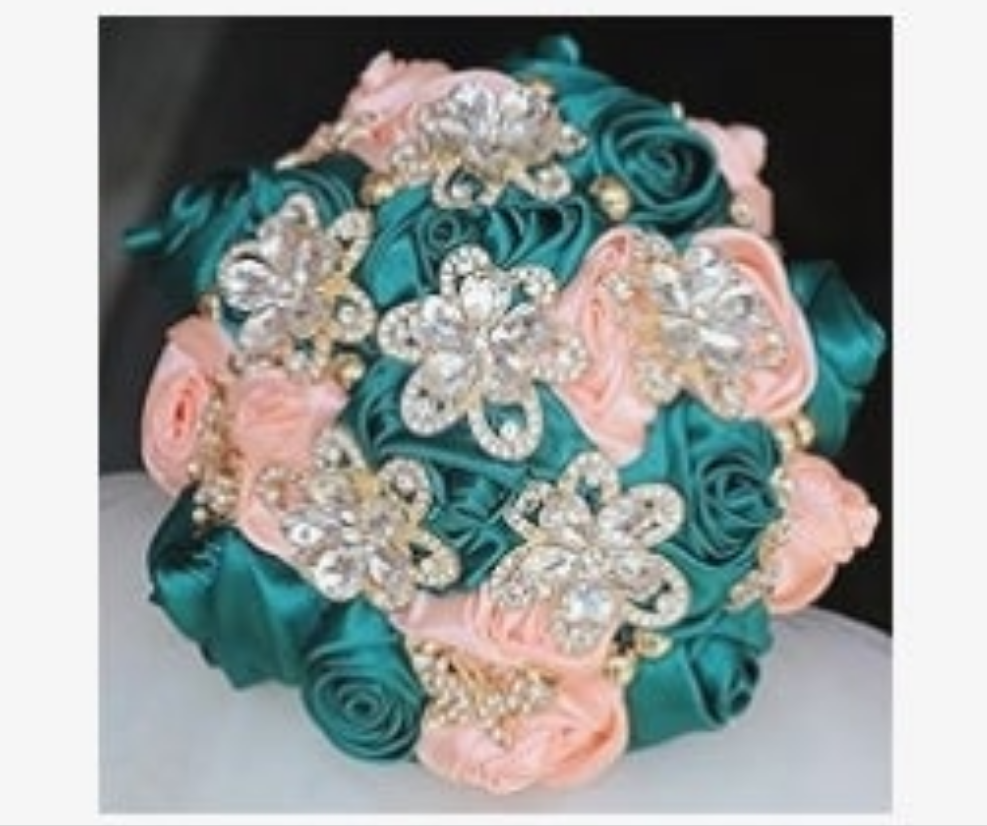 Handmade Rhinestone Bridal Bouquet,Crystal Wedding Round Tossing Bouquet,Artificial Flower Bunch for Bride Bridesmaid