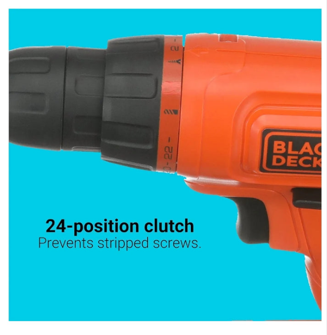 BLACK+DECKER 20V MAX* POWERCONNECT Cordless Drill Kit + 100 pc. Kit (BDC120VA100), Orange