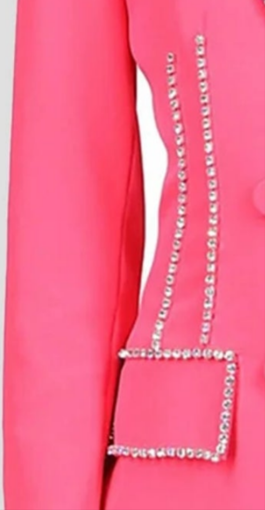 COCOMONEY Lapel Double-breasted Rhinestone Decor Blazer Dress-Hot Pink