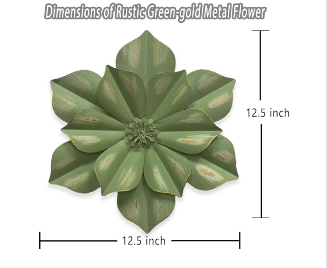 Metal Flower Wall Sculpture, Rustic Modern Floral Artwork, Distressed 3D Layered Iron Flower Wall Hanging Accent for Indoor/Outdoor, Kitchen,Living Room Office Garden Decor