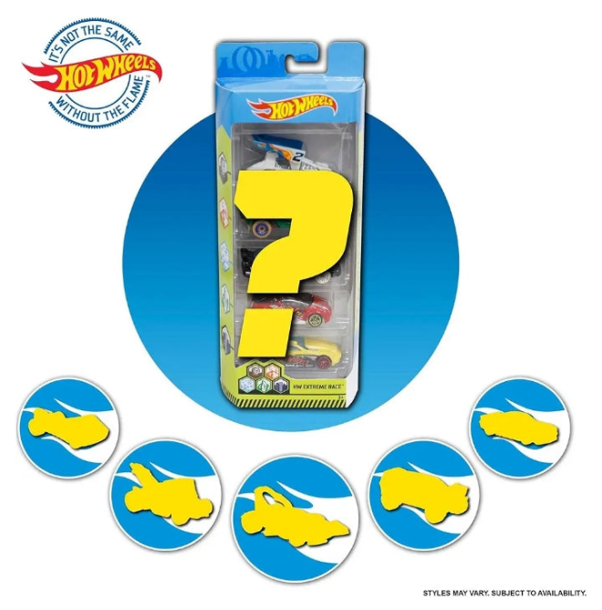 Hot Wheels 1:64 Scale Die-Cast Toy Cars 5-Pack, Set of 5 Toy Race Cars, Hot Rods, Character Cars, Rescue or Pick-Up Trucks (Styles May Vary)