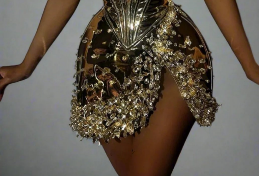 COCOMONEY Mini Corset Metallic Crystal Dress Hot Fun Sexy