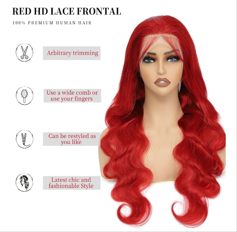 Red Lace Front Wigs Human Hair Pre Plucked 200% Density Red Wig Human Hair Body Wave Lace Front Wigs Human Hair 13x4 HD Lace Frontal Wig Colored Wigs Human Hair Glueless Wig 26 Inch