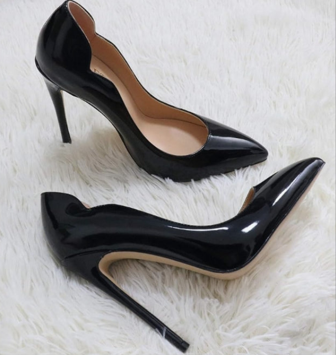 Women's Sexy Pointed Toe High Heels,4.72 inch/12cm Patent Leather Pumps,Wedding Dress Shoes,Cute Evening Stilettos