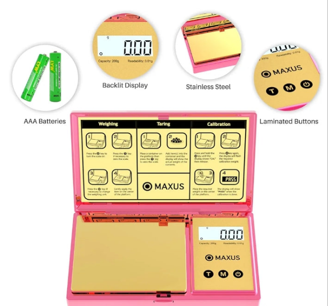Digital Gram Scale with 200g x 0.01g Capacity, Stylish Plated Cover and Platform for Accurate and Precise Weighing of Jewelry, Grains, and Food in Grams and Ounces