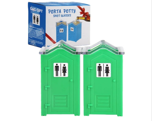 Porta Potty Shot Glasses Gag Gift for Men, White Elephant Gift, Funny Shot Glass, Secret Santa Christmas Stocking Stuffers Gifts for Dad Him, Novelty Toilet Mugs 2PCS Set