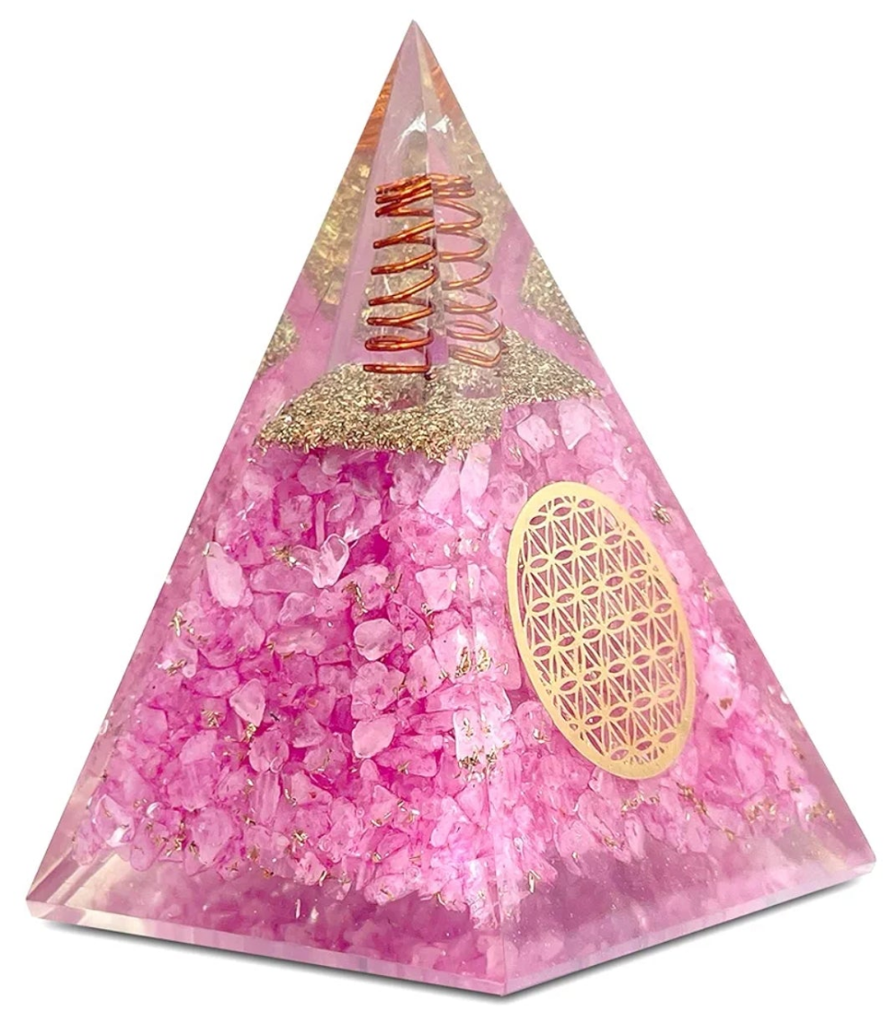 Orgone Pyramid of Success, Rose Quartz Pink Orgonite Pyramid is Healing Crystals for Peace, Calm & Love and Orgonite Pyramid helps in Healing Material 1 piece