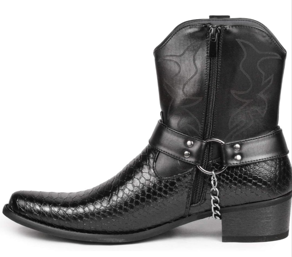 Men's Belt Buckle Chain Strap Western Cowboy Boots