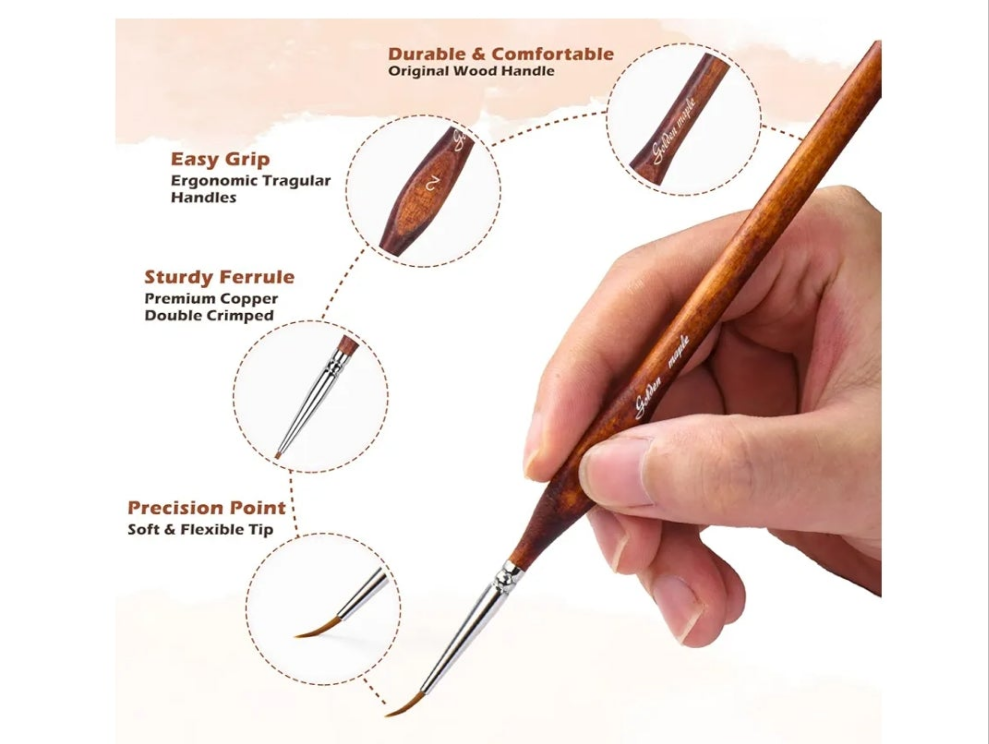 Miniature Model Paint Brushes-10pcs Micro Detail Paint Brush Set,Small Fine Detail Brushes for Acrylic, Oil, Watercolor & Paint by Number, Citadel, Figurine, 40k